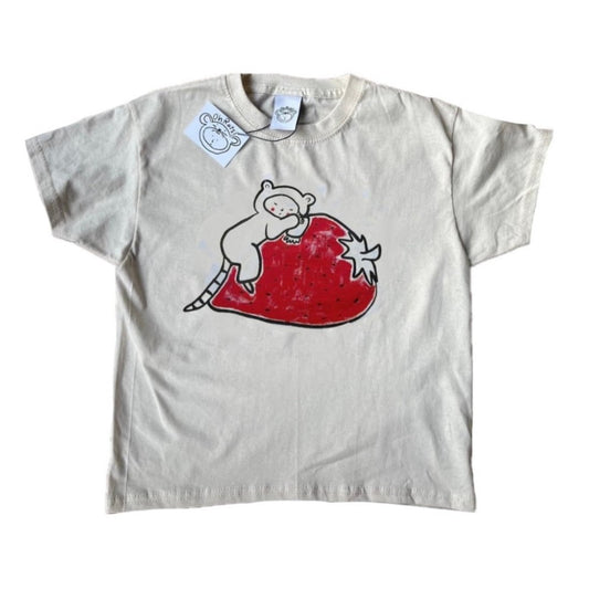 Oh Rats! Red on Beige Strawberry Mouse
