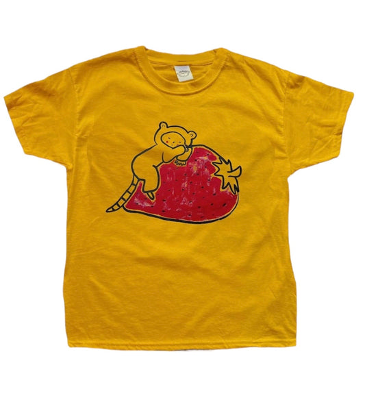 Oh Rats! Red on Yellow Strawberry Mouse Baby Tee