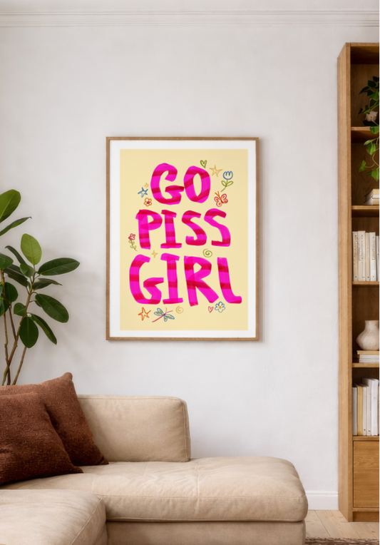 Go Piss Girl pink and yellow print