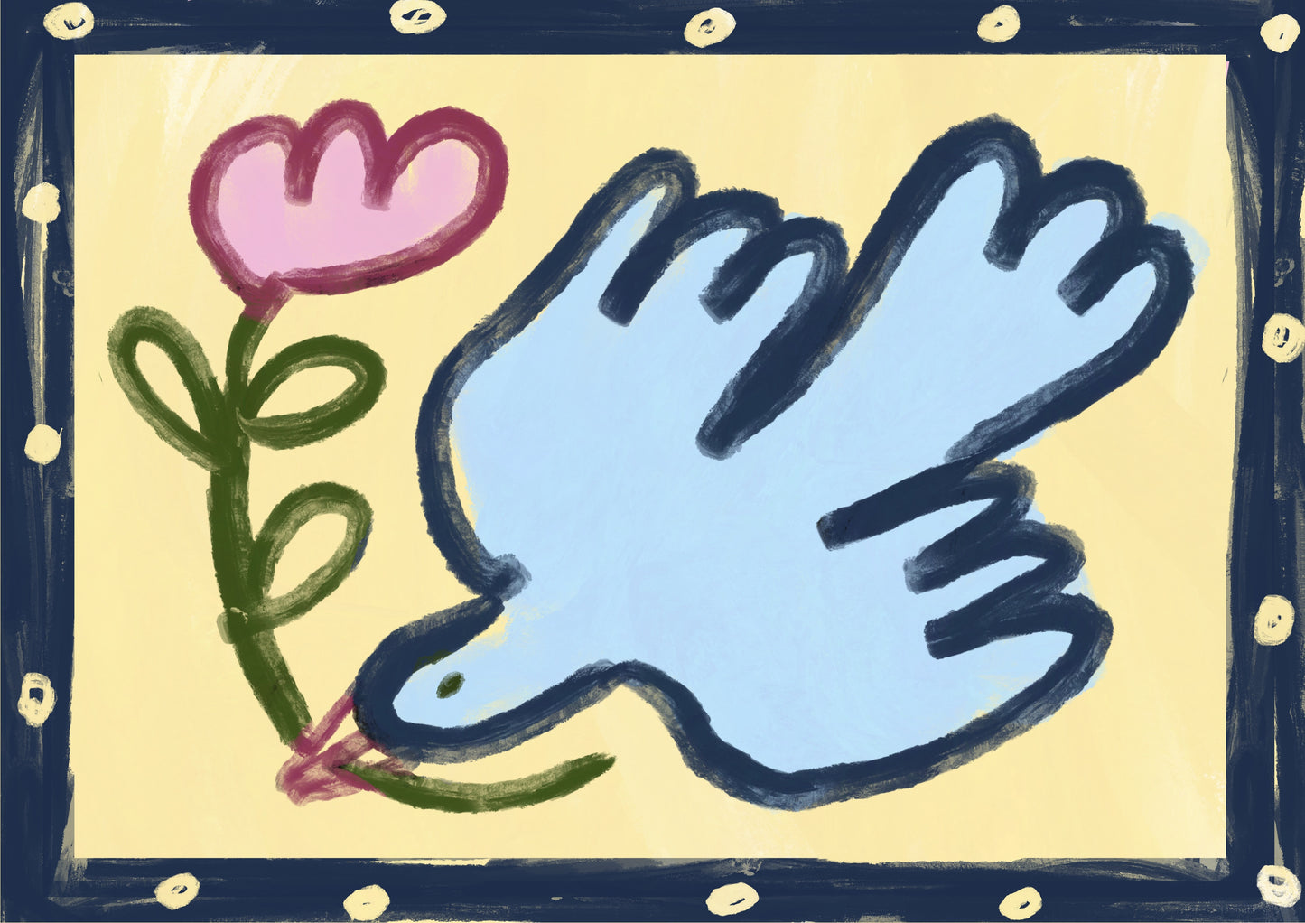 Blue Bird bordered print